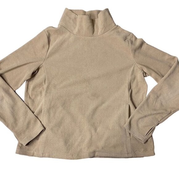 Eddie Bauer Microfleece Pullover Warm Hiking Activewear Outdoor Top Tan - Picture 1 of 12